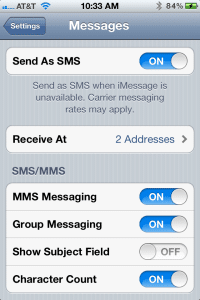 iPhone group chat options