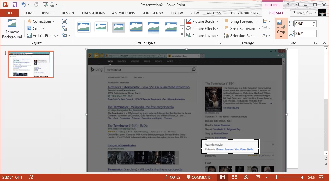 PowerPoint cropping the image.