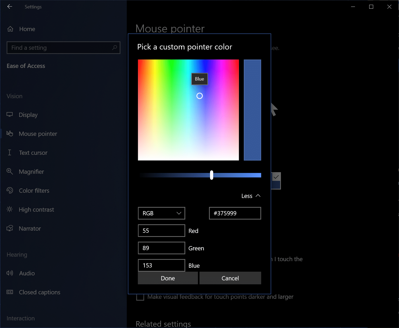dark blue black windows 10 cursor download
